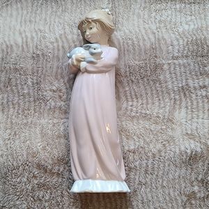 Nao Figurine Girl Holding Bunny